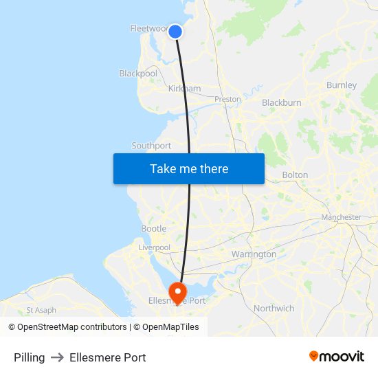 Pilling to Ellesmere Port map