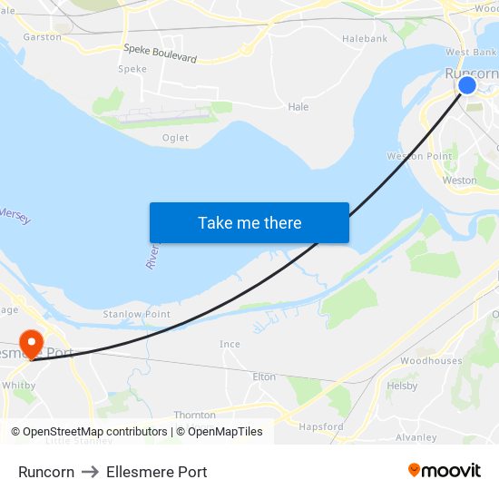 Runcorn to Ellesmere Port map