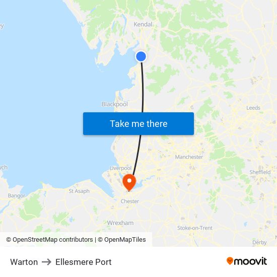 Warton to Ellesmere Port map