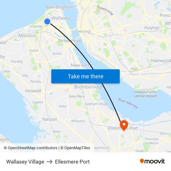 Wallasey Village to Ellesmere Port map