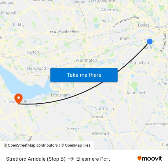 Stretford Mall to Ellesmere Port map