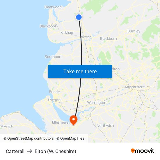 Catterall to Elton (W. Cheshire) map