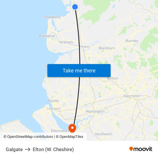 Galgate to Elton (W. Cheshire) map