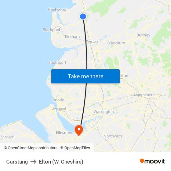 Garstang to Elton (W. Cheshire) map
