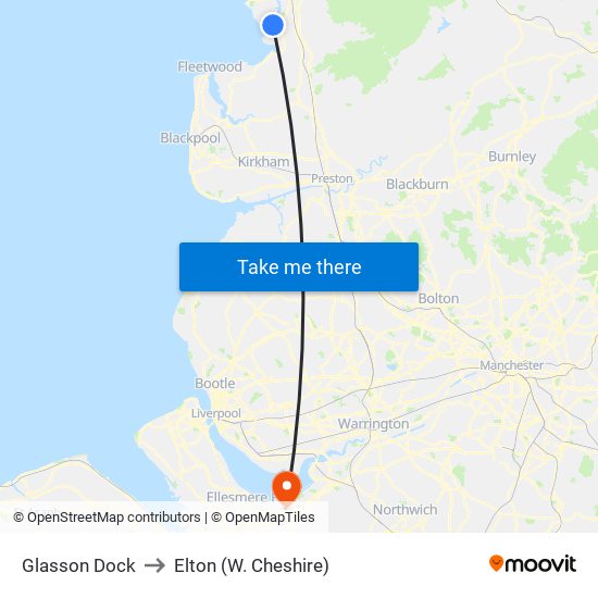 Glasson Dock to Elton (W. Cheshire) map