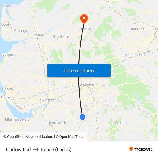 Lindow End to Fence (Lancs) map