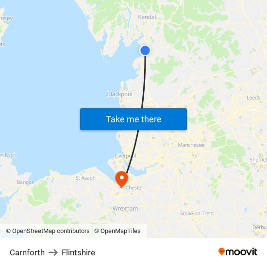 Carnforth to Flintshire map
