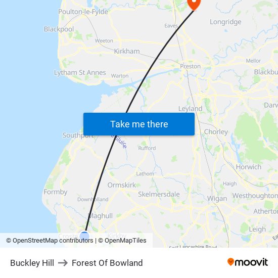 Buckley Hill to Forest Of Bowland map