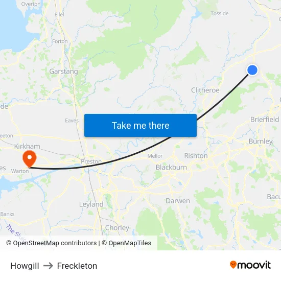 Howgill to Freckleton map
