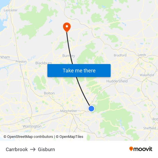 Carrbrook to Gisburn map