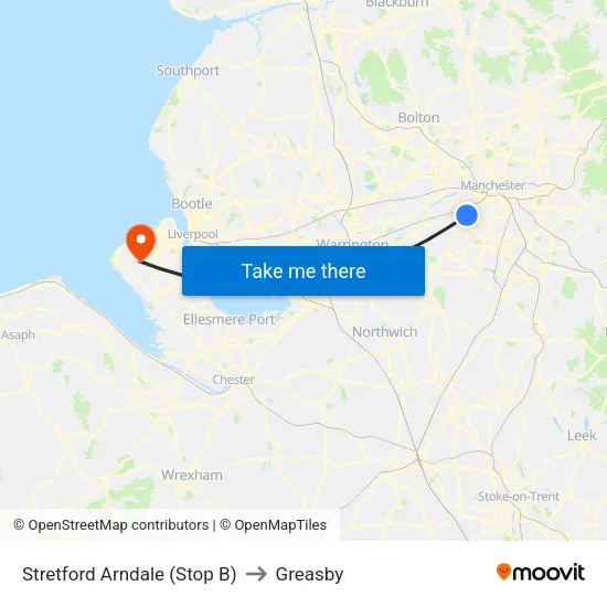 Stretford Mall to Greasby map