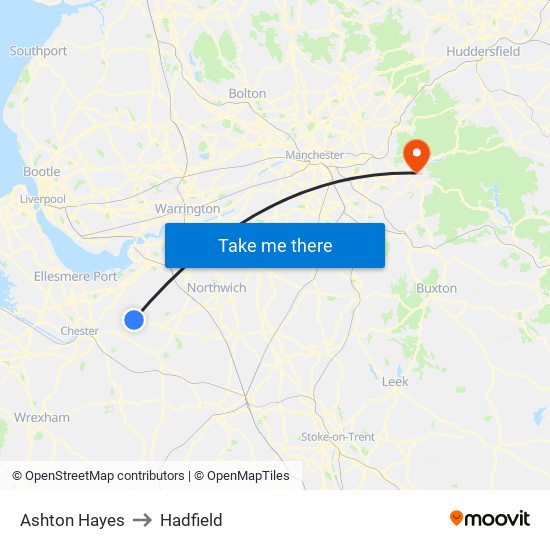 Ashton Hayes to Hadfield map