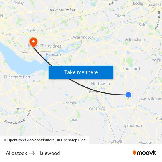 Allostock to Halewood map