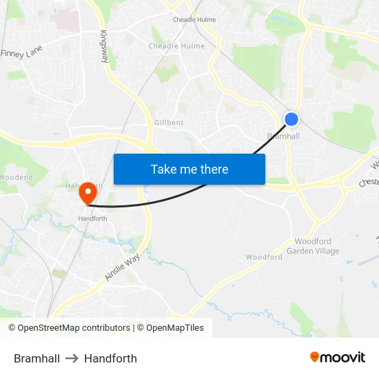 Bramhall to Handforth map