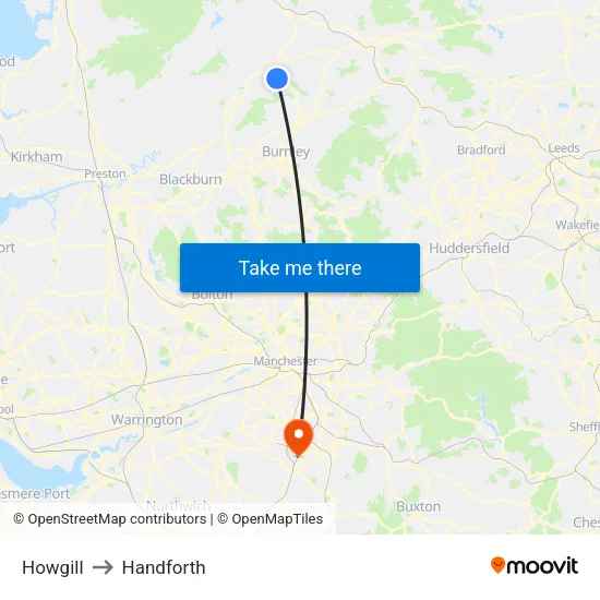 Howgill to Handforth map
