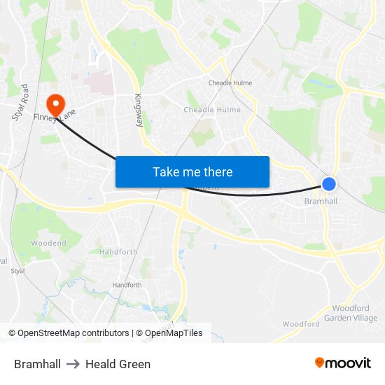 Bramhall to Heald Green map