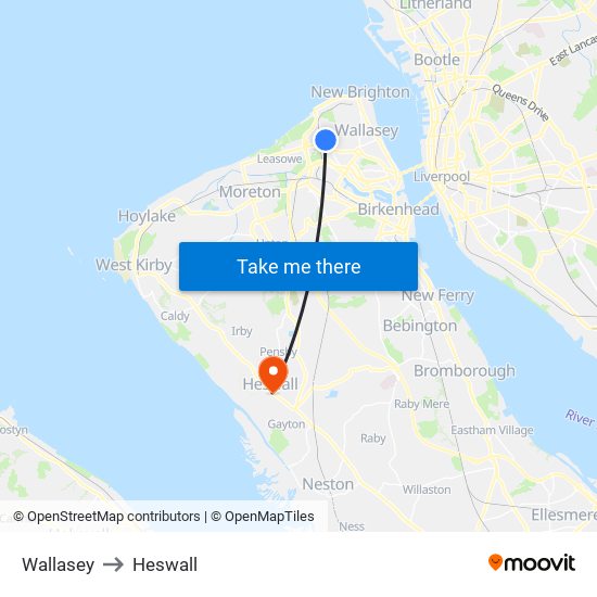 Wallasey to Heswall map