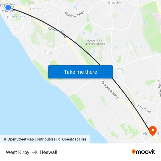 West Kirby to Heswall map