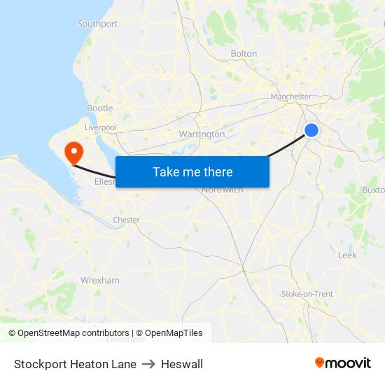 Stockport Heaton Lane to Heswall map