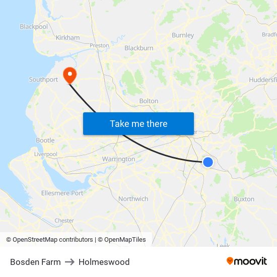 Bosden Farm to Holmeswood map