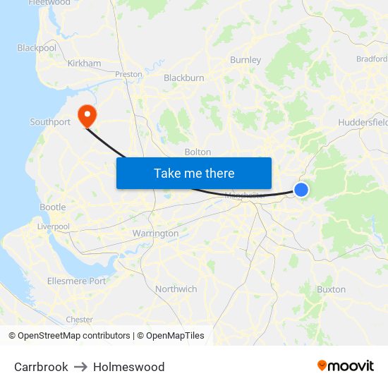 Carrbrook to Holmeswood map