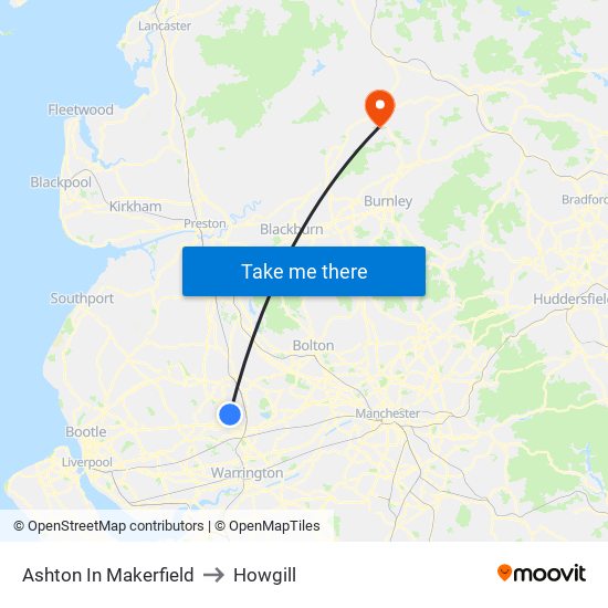 Ashton In Makerfield to Howgill map