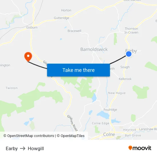 Earby to Howgill map