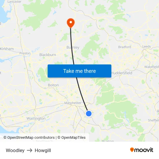 Woodley to Howgill map