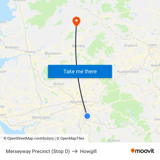 Merseyway Precinct (Stop D) to Howgill map