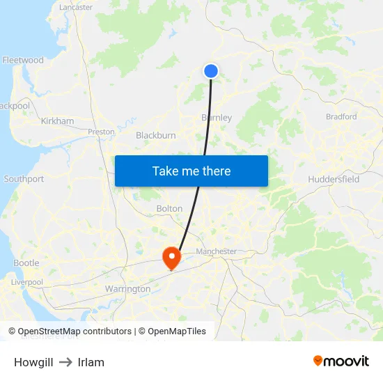 Howgill to Irlam map