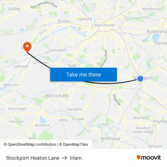 Stockport Heaton Lane to Irlam map