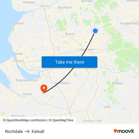 Rochdale to Kelsall map