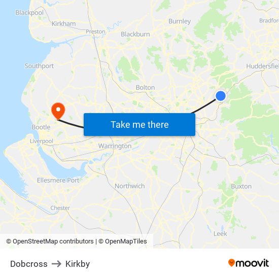 Dobcross to Kirkby map