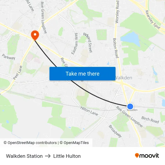Walkden Station to Little Hulton map