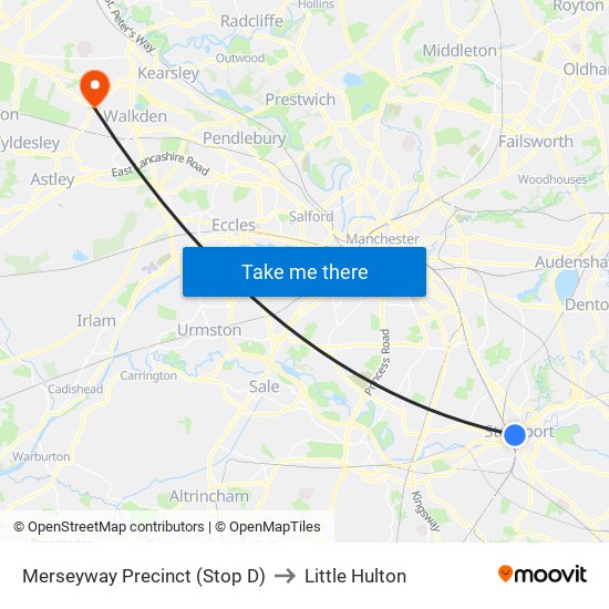 Merseyway Precinct (Stop D) to Little Hulton map