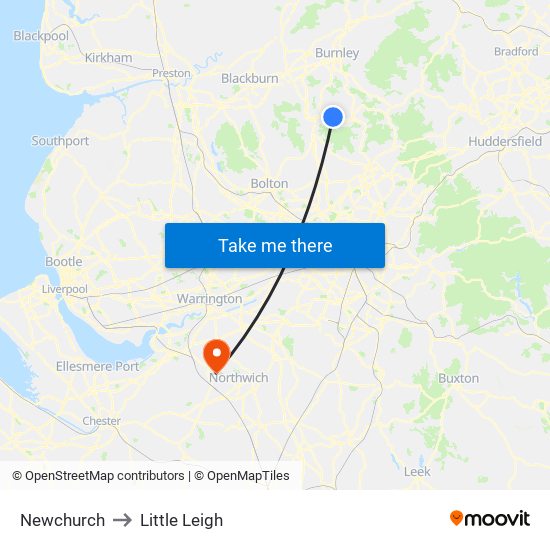 Newchurch to Little Leigh map