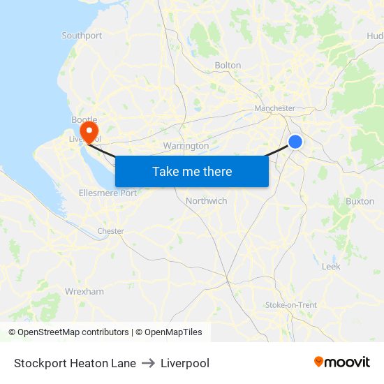 Stockport Heaton Lane to Liverpool map