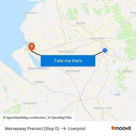 Merseyway Precinct (Stop D) to Liverpool map