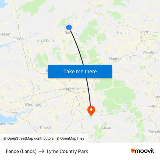 Fence (Lancs) to Lyme Country Park map