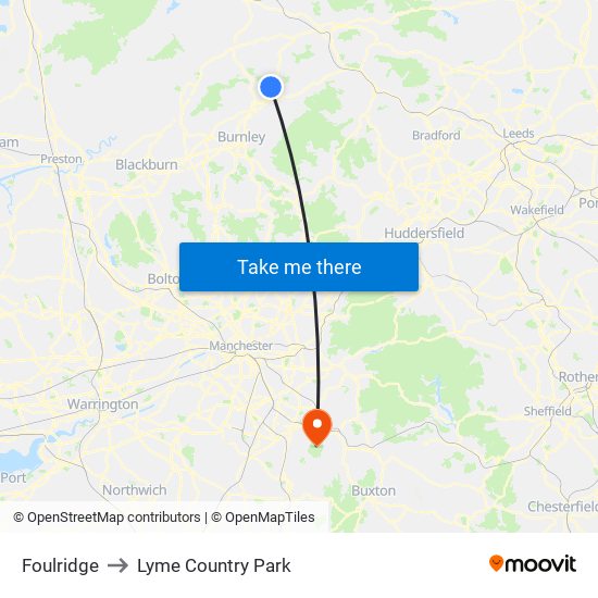 Foulridge to Lyme Country Park map