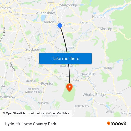 Hyde to Lyme Country Park map