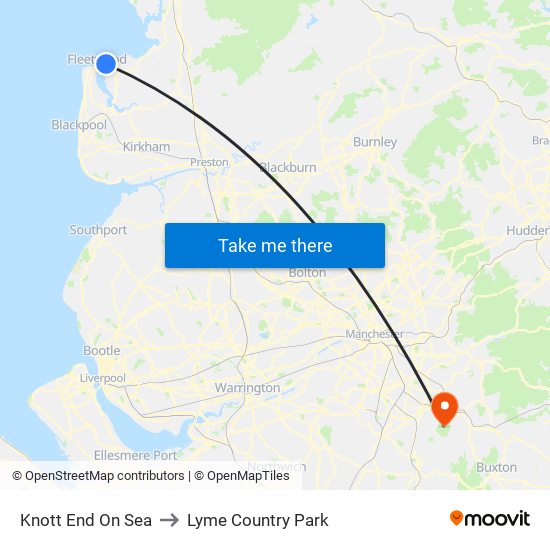 Knott End On Sea to Lyme Country Park map