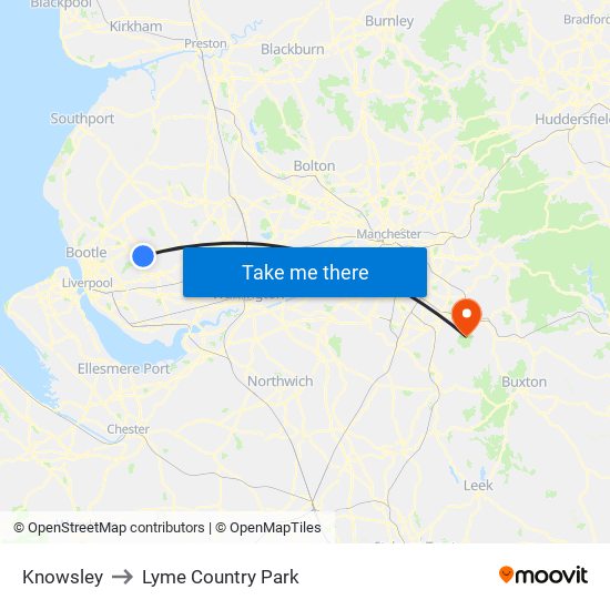 Knowsley to Lyme Country Park map