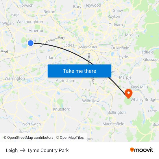 Leigh to Lyme Country Park map