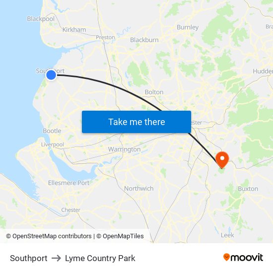 Southport to Lyme Country Park map