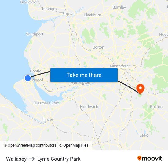 Wallasey to Lyme Country Park map