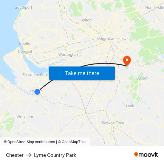 Chester to Lyme Country Park map