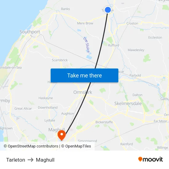 Tarleton to Maghull map
