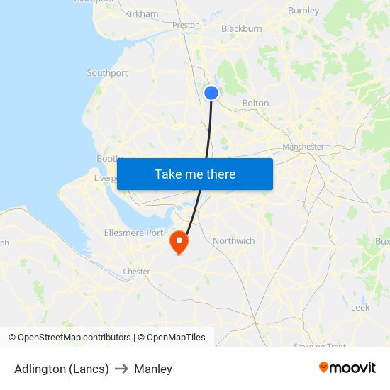 Adlington (Lancs) to Manley map