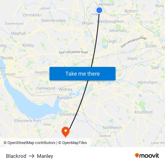Blackrod to Manley map